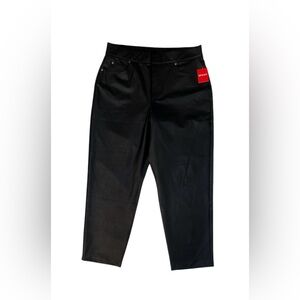 NWT Spanx XL Slim Straight Pant In Luxe Black Faux Leather High Rise